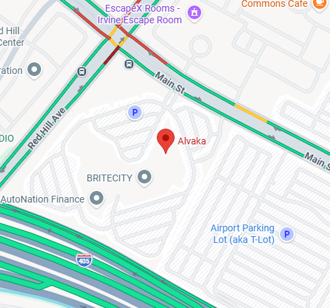 Map showing Alvaka’s Irvine, California office location